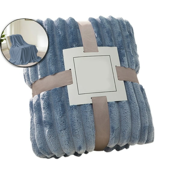 VQPeo Flannel Fleece Throw Blanket - Super Soft Warm Cozy Lightweight Ribbed Light Blanket for Couch, Sofa, Bed - All-Season Use