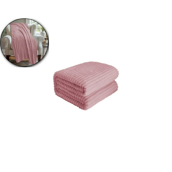 VQPeo Flannel Fleece Throw Blanket - Super Soft Warm Cozy Lightweight Ribbed Light Blanket for Couch, Sofa, Bed - All-Season Use