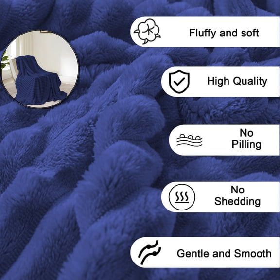 VQPeo Flannel Fleece Throw Blanket - Super Soft Warm Cozy Lightweight Ribbed Light Blanket for Couch, Sofa, Bed - All-Season Use