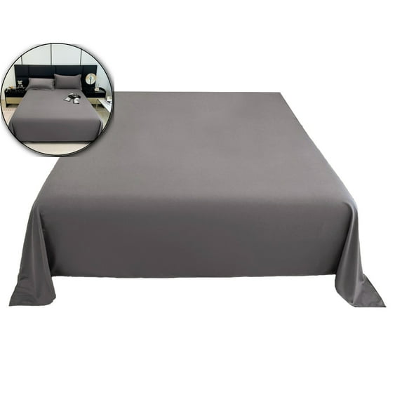 VQPeo Flat Sheet - Microfiber Bed Flat Sheet, Wrinkle and Fade Resistant, 70.87x90.55 Inch, Gray