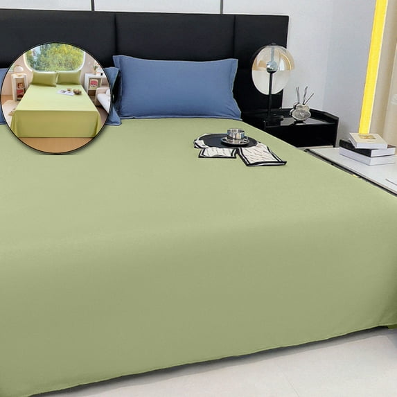 VQPeo Flat Sheet - Microfiber Bed Flat Sheet, Wrinkle and Fade Resistant, 70.87x90.55 Inch, Green