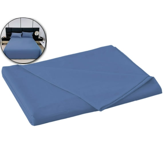 VQPeo Flat Sheets - Twin, Full, Queen & King Sizes - High-Quality Bedding Essentials for a Comfortable Sleep(Blue)