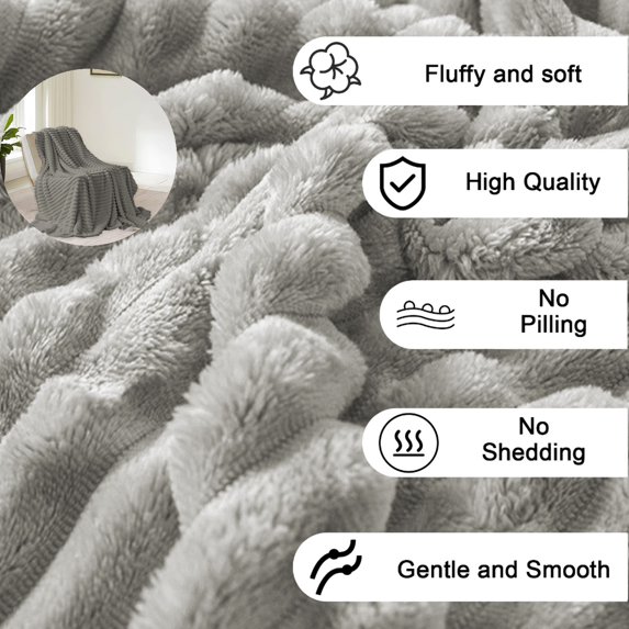 VQPeo Fleece Throw Blanket for Couch - Soft & Warm Fluffy Blanket, Fall Throw Blanket, Decorative and Giftable Striped Blankets for Women, Men