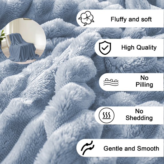 VQPeo Fleece Throw Blanket for Couch - Soft & Warm Fluffy Blanket, Fall Throw Blanket, Decorative and Giftable Striped Blankets for Women, Men