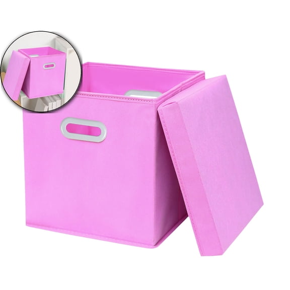 VQPeo Foldable Fabric Cube Organizer, Collapsible Drawer Clothes Bin, Multipurpose Home & Car Storage Box with Lid for Closet Tidying