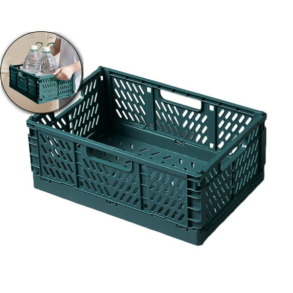 VQPeo Foldable Plastic Storage Crates, Collapsible Stackable Bins Portable Baskets with Handle, Folding Containers for Office Kitchen Bedroom Bathroom