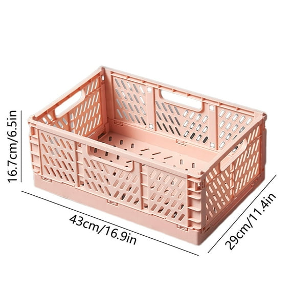 VQPeo Foldable Plastic Storage Crates, Collapsible Stackable Bins Portable Baskets with Handle, Folding Containers for Office Kitchen Bedroom Bathroom