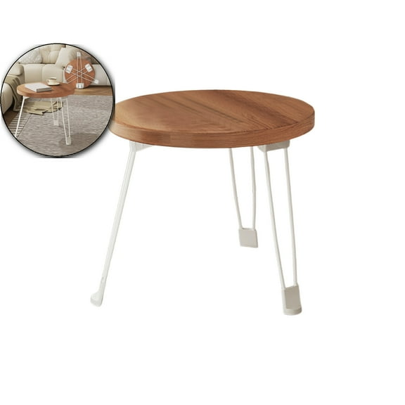 VQPeo Foldable Round Side Table – Composite Coffee Table with Non-Slip Feet – Space-Saving Sofa Table, Bedside Table & Laptop Stand – Easy 3-Second Setup & Storage