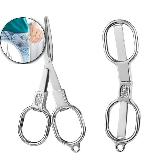 VQPeo Foldable Stainless Steel Mini Travel Scissors - Portable Safety Pocket Nursing Scissors for Travel, Home, Office, Craft, Sewing