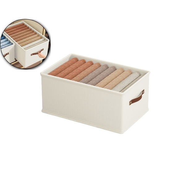VQPeo Foldable Wardrobe Organiser, Fabric Storage Bins, Boxes With Handles, for Bedrooms, Living Rooms, Shelves