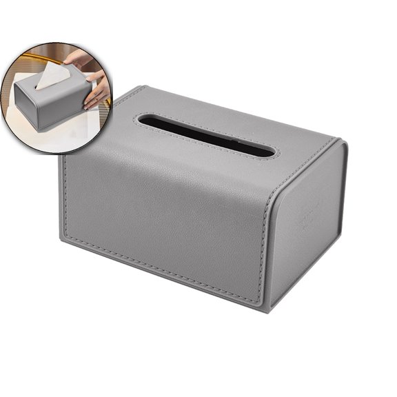 VQPeo Frosted Leather Tissue Box, U-Shaped Dispenser Napkin Holder, Spring Base Corner Cabinet Organizer for Living Room