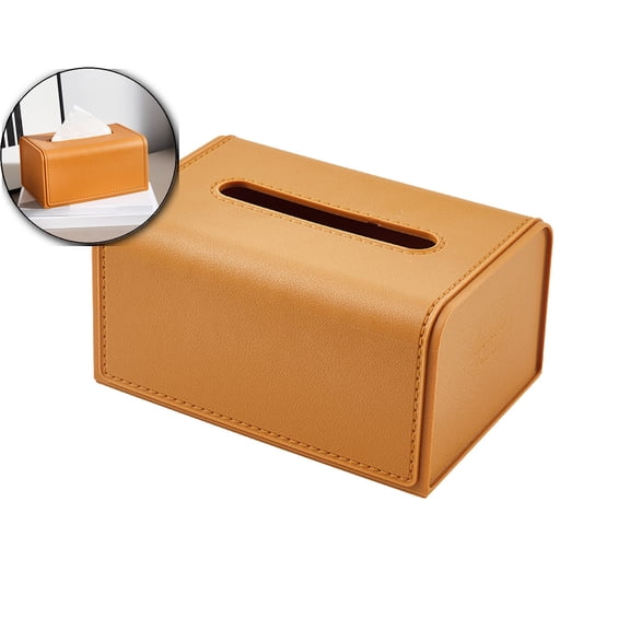VQPeo Frosted Leather Tissue Box, U-Shaped Dispenser Napkin Holder, Spring Base Corner Cabinet Organizer for Living Room