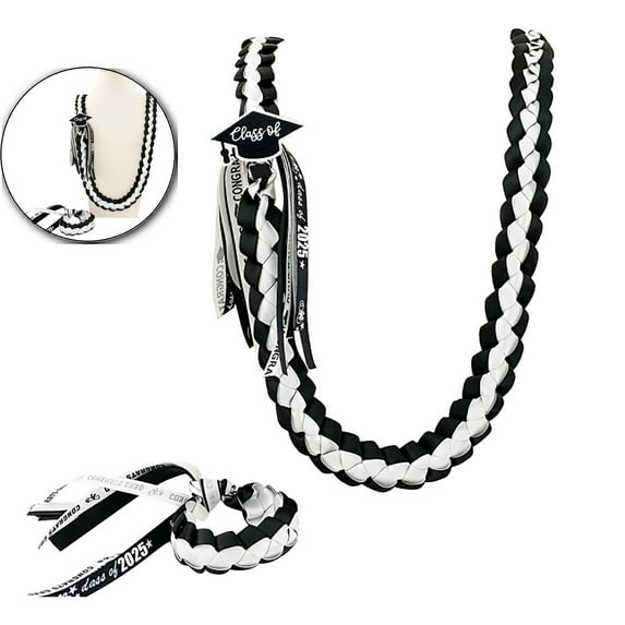 VQPeo Graduation Lei Class of 2025 Graduation Ribbon Leis Graduation Necklace Braided Necklaces Graduation Leis gift Party Accessories for Women and Men