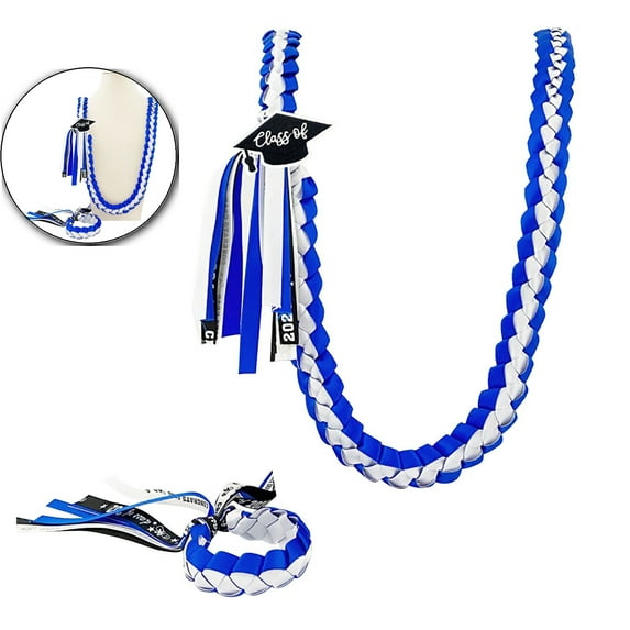VQPeo Graduation Lei Class of 2025 Graduation Ribbon Leis Graduation Necklace Braided Necklaces Graduation Leis gift Party Accessories for Women and Men