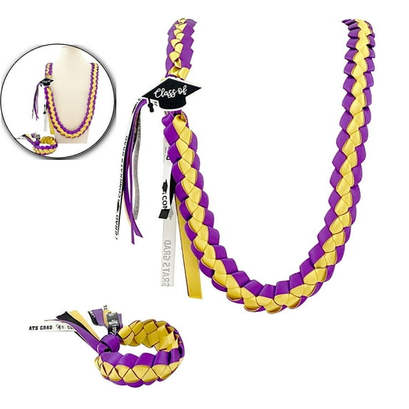 VQPeo Graduation Lei Class of 2025 Graduation Ribbon Leis Graduation Necklace Braided Necklaces Graduation Leis gift Party Accessories for Women and Men