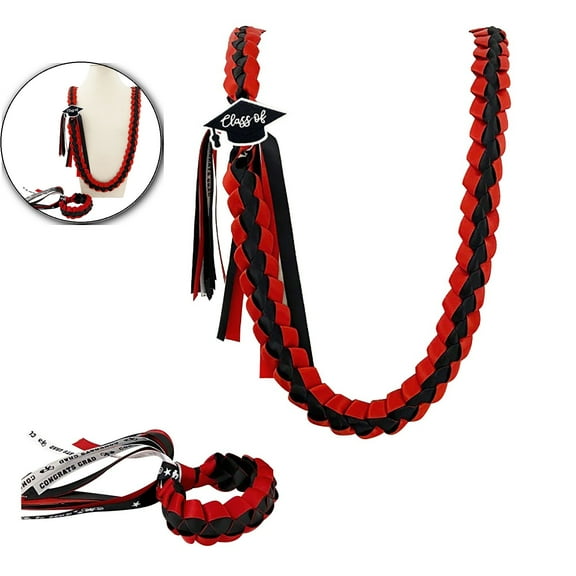 VQPeo Graduation Lei Class of 2025 Graduation Ribbon Leis Graduation Necklace Braided Necklaces Graduation Leis gift Party Accessories for Women and Men