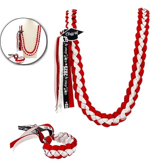 VQPeo Graduation Lei Class of 2025 Graduation Ribbon Leis Graduation Necklace Braided Necklaces Graduation Leis gift Party Accessories for Women and Men