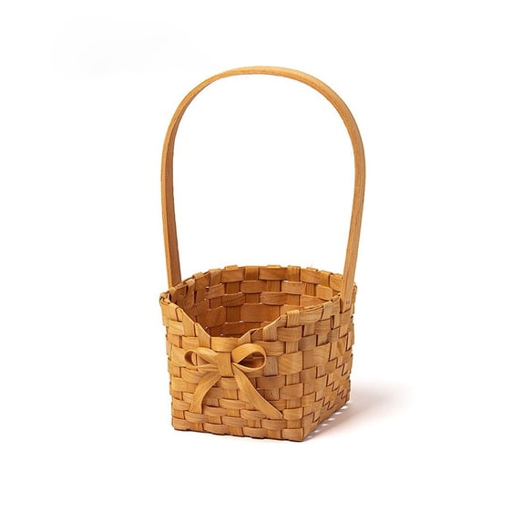 VQPeo Handwoven Wicker Flower Basket with Handles – Elegant Wedding or Party Décor, Versatile for Home Organization and Events(Yellow-M)