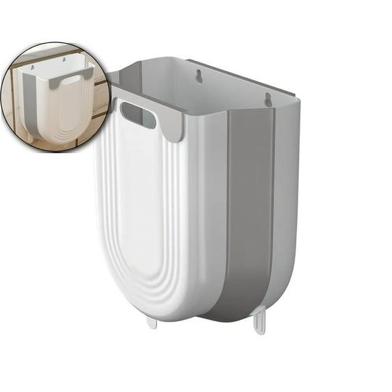 VQPeo Hanging Kitchen Trash Can, Collapsible Trash Can for Kitchen, Wall Mounted Foldable Small Garbage Can Compost Bin, Under Sink Waste Bin for Cabinet/Bedroom/Car/Bathroom