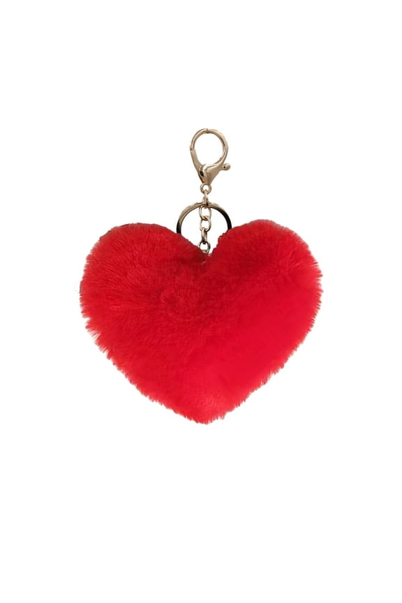 Heart-shaped Keychain, Faux Fur Pendant, Plush Bag Charm for Backpacks & Handbags(Red)