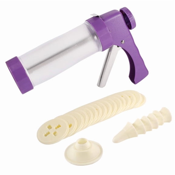 VQPeo Home Baking Cookie Maker Kit with 16 Decorative Discs & 6 Icing Tips – Easy-to-Use Food-Shaping Tool for Family Baking, Cake Decorations, and Creative Culinary Projects