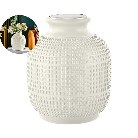 VQPeo Home Goods Decor Vase Compact Size Plastic Flower Arranging Holder Dry Wet Flower Vase Simulated Porcelain Table Centerpiece