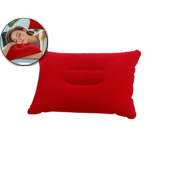 VQPeo Inflatable Plush Camping Pillow, Portable Travel Neck Support Cushion, Multifunctional Outdoor Napping Pad for Backpacking Adventures