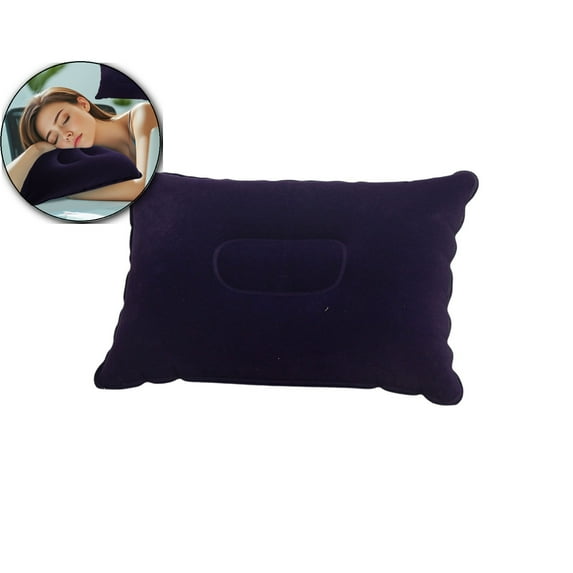 VQPeo Inflatable Plush Camping Pillow, Portable Travel Neck Support Cushion, Multifunctional Outdoor Napping Pad for Backpacking Adventures