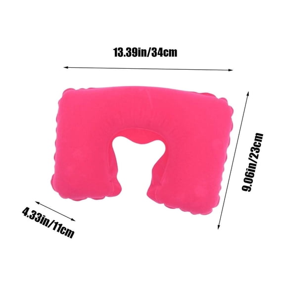 VQPeo Inflatable U-Shaped Travel Neck Pillow - Lightweight Flocked Cervical Support with Soft Velour Cover, Portable & Compact for Airplane, Camping, Car, Office