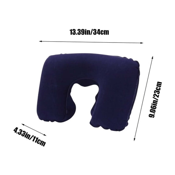 VQPeo Inflatable U-Shaped Travel Neck Pillow - Lightweight Flocked Cervical Support with Soft Velour Cover, Portable & Compact for Airplane, Camping, Car, Office