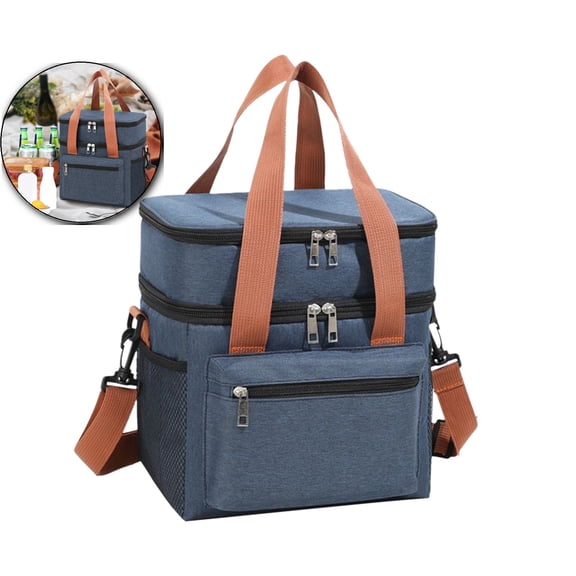 VQPeo Insulated Lunch Box for Men & Women - Collapsible Cooler Bag Leakproof Double Deck, Adult Lunch Bags for Work, Travel - Lunch Bag Cooler Lunch Box with Adjustable Strap