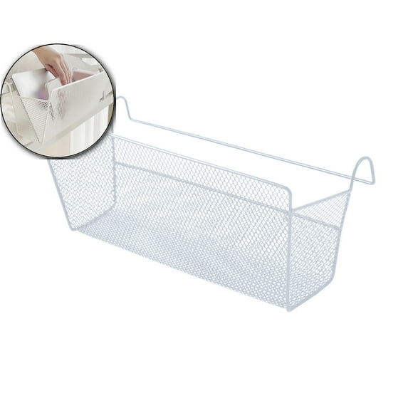 VQPeo Iron Bedhead Hanging Basket, Dormitory Multi-Purpose Organizer, Bedside Caddy for Compact Storage & Dorm Room Essentials