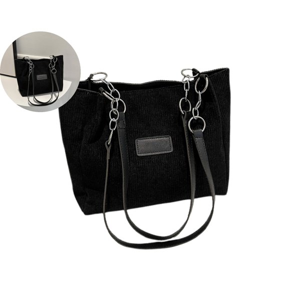 VQPeo Large Capacity Striped Canvas Tote Bag - Versatile Commuter Handheld Shoulder Crossbody Satchel with Ample Storage for Work or Leisure