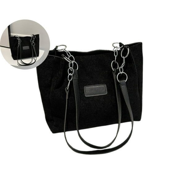 VQPeo Large Capacity Striped Canvas Tote Bag - Versatile Commuter Handheld Shoulder Crossbody Satchel with Ample Storage for Work or Leisure