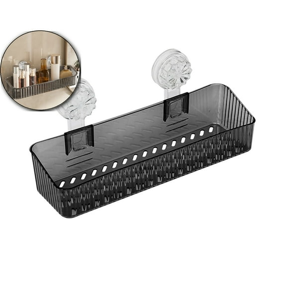 VQPeo Large Suction Cup Shelf, No-Drill Wall Mounted Rack, Multifunctional Bathroom Organizer for Kitchen Spice Storage & Toiletry Display