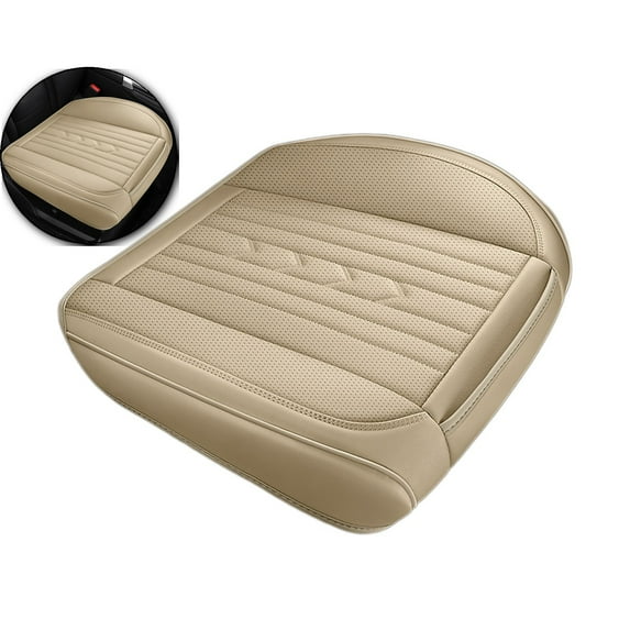 VQPeo Leather Car Seat Covers Front Seat, Universal Bottom Seat Covers for Cars, Auto Breathable Waterproof Drive Seat Cover for Most Vehicles, Truck, SUV