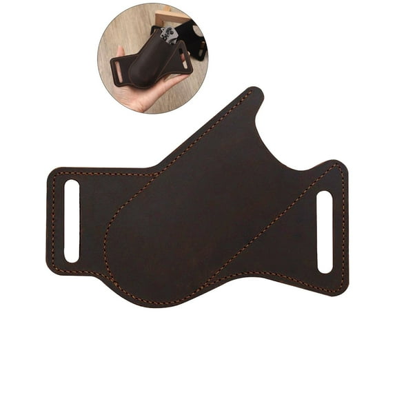 VQPeo Leather Carry Folding Knife Sheath for Outdoor Climbing Camping Cycling Hiking(Brown)