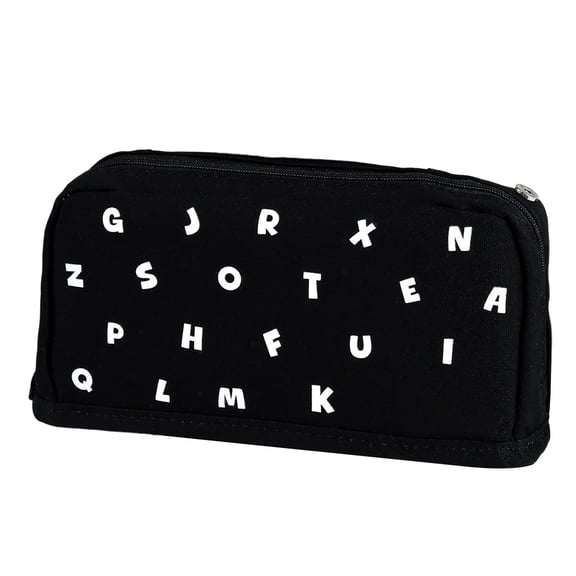VQPeo Letter Pencil Case with Standable Large Capacity, Multifunctional Stationery Organizer for Office and Daily Use (Black)