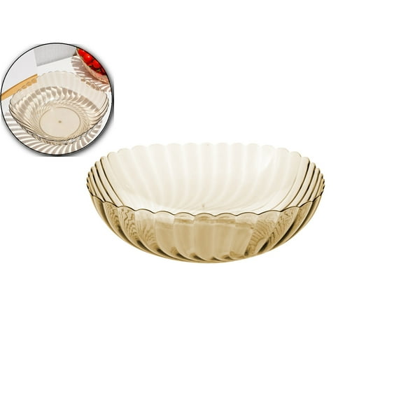 VQPeo Lightweight Fruit Bowl, Clear Plastic, for Kitchens and Dining Rooms, Great for Serving Fruit Salad and Snacks(Yellow)