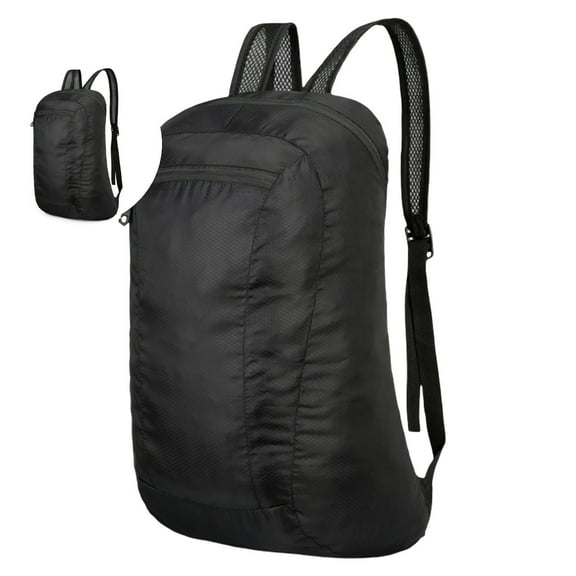 VQPeo Lightweight Packable Backpack, Water Resistant Foldable Backpack, Travel Hiking Daypack with Waterproof Zippers(Black)