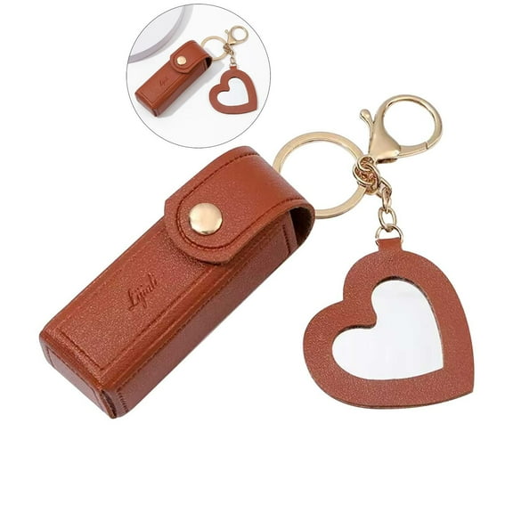 VQPeo Lipstick Holder Keychain Chapstick Holder Lip Balm Holder Keyring Soft Leather Portable Lipstick Holder Lipstick Pouch with Metal Key Ring for Travel Carry Lipstick