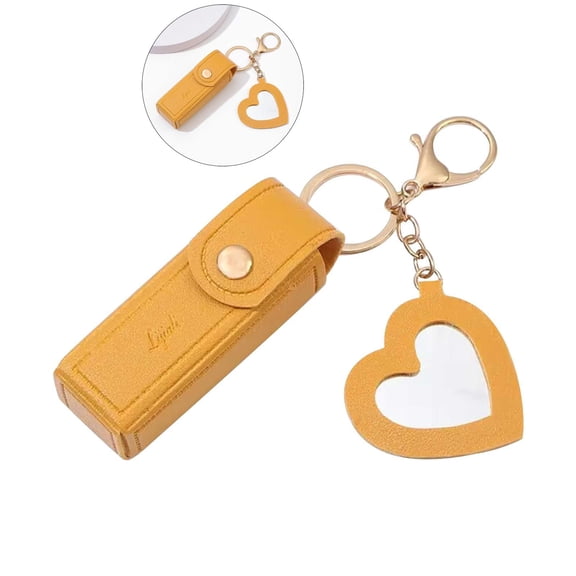 VQPeo Lipstick Holder Keychain Chapstick Holder Lip Balm Holder Keyring Soft Leather Portable Lipstick Holder Lipstick Pouch with Metal Key Ring for Travel Carry Lipstick
