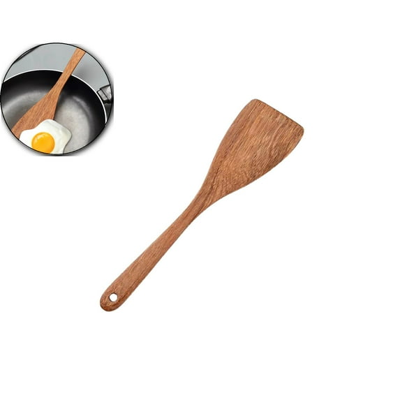 VQPeo Long Handle Soup Spoon Wooden Shovel Spoon Non Stick Pan Spatula Wooden Rice Paddle Food Serving Scoop Kitchen Wood Tableware