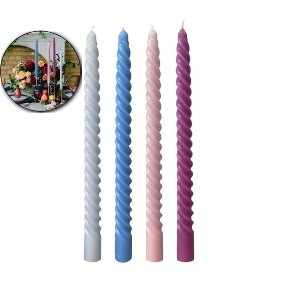 VQPeo Long Tapered Candles, Wax Wedding Decoration Set, Four-Pack Party Table Accents for Holiday Banquets & Celebrations