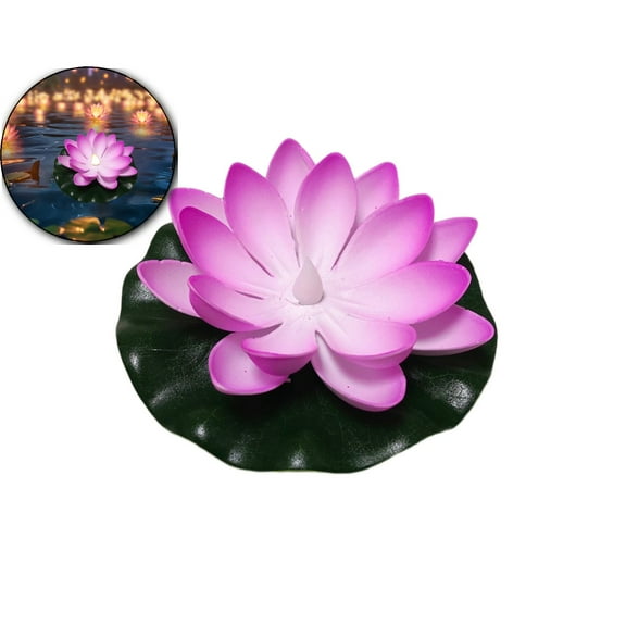 VQPeo Lotus Lamp Decorations, Led Waterproof Flameless Lotus Tea Lights with Water Lily Pad, Waterproof Floating Lotus Light for Home Garden Pond