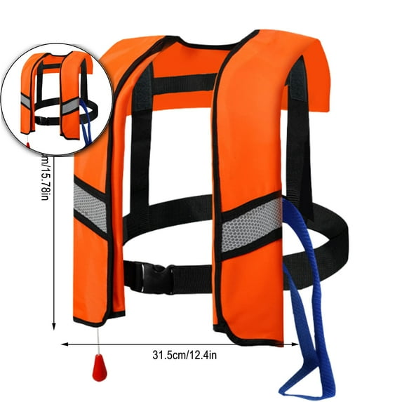 VQPeo Manual Inflatable Life Vest for Adults - High Visibility Fishing & Outdoor Safety Jacket with Reflective Strips, Adjustable Comfort Fit for Boating, Rafting & Surfing