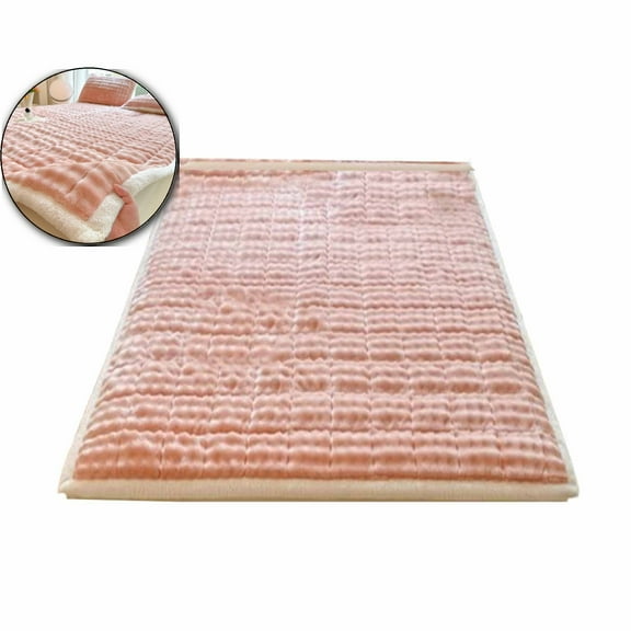 VQPeo Milk Flannel Mattress Pad – 59x78.7 inch Thickened Warm Fitted Bed Topper, Soft Flannel Mattress Cover for Winter, Double-Sided Edging, Pink