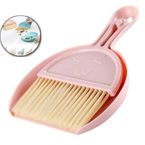 VQPeo Mini Broom and Dustpan Set for Home, Car, Kitchen, Table - Durable Plastic Bristles, Handheld(Pink)