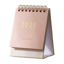 VQPeo Mini Desk Calendar 2026 - Runs From Jan 2026 until Dec 2026 Monthy Small Desktop Calendar Thick Paper Twin-Wire Binding for Home or Office(Pink)