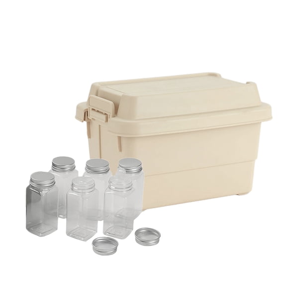 VQPeo Mini Portable Camping Spice Rack, Multi-Purpose Plastic Organizer Box, Waterproof Condiment Bottle Holder for BBQ & Outdoor Adventures